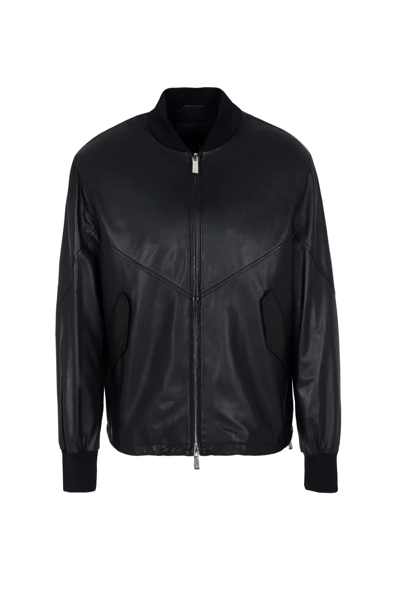 Чёрная кожаная куртка Armani Exchange